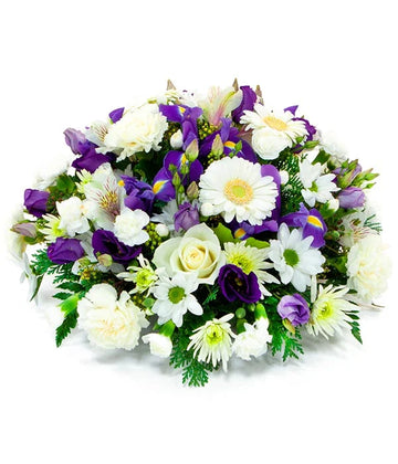 Purple & white posy arrangement
