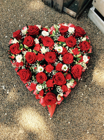 Funeral Flowers - Red And White Loose Heart
