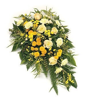 Funeral Spray - Country Spray; Yellow, Gold & Cream