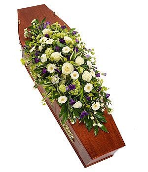 Funeral Spray - Purple And White Casket Spray