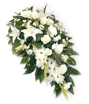 Funeral Spray - Spray White & Green
