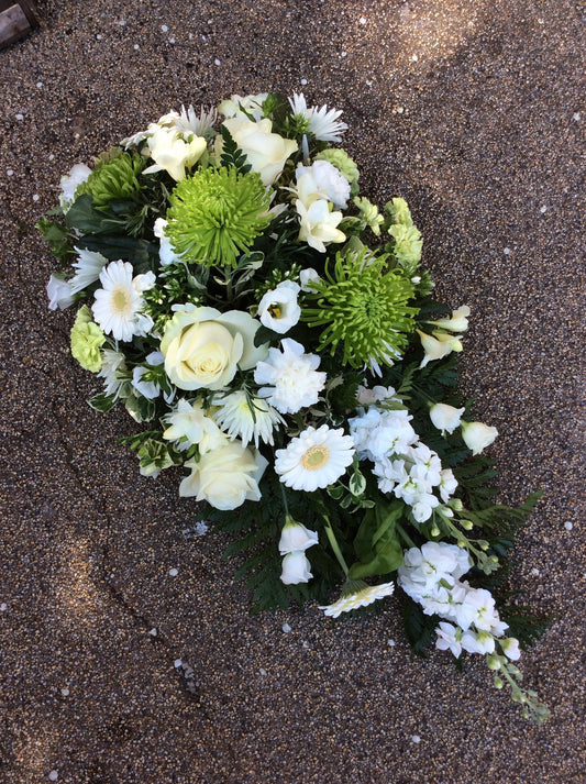 Funeral Spray - White And Green Single-Ended Spray