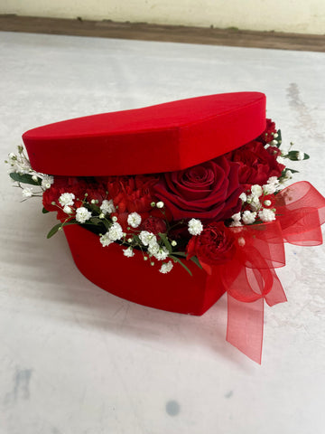 A love heart of flowers