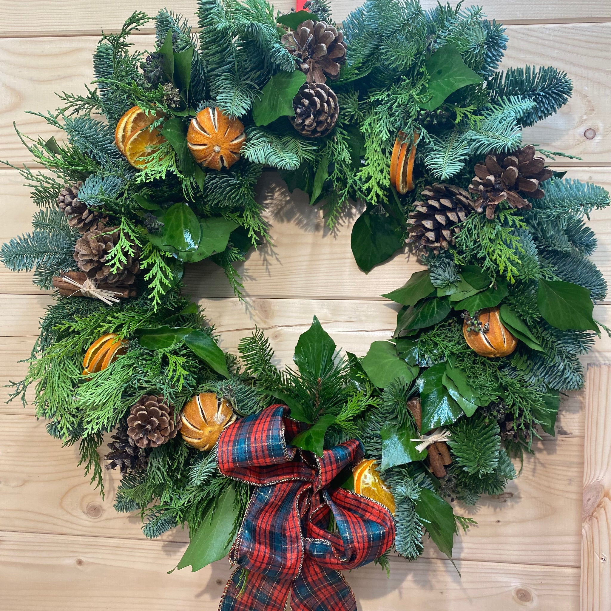 Traditional festive holly wreath