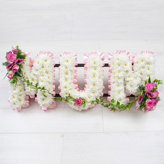 Funeral Flowers - 'Mum' Lettering