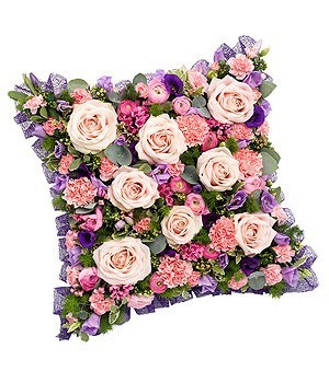 Funeral Flowers - Pink And Mauve Cushion