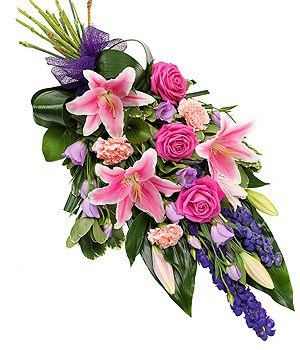 Funeral Flowers - Pink And Purple Sheaf