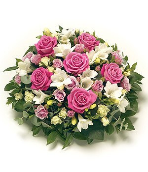 Funeral Flowers - Pink And White Rose Posy