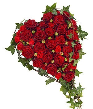 Funeral Flowers - Red Rose Heart