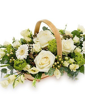 Funeral Flowers - White Basket