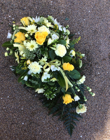 Funeral Spray - Yellow, Cream And White Single-Ended Spray
